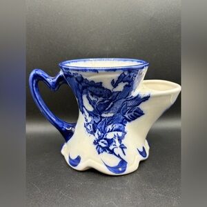 Vintage Victoria Ironstone Blue & White Floral Motif Shaving Mug, Collectible